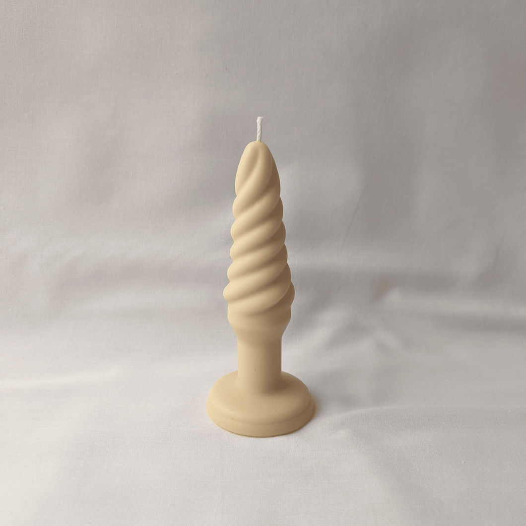 Organza Cream Butt Plug Candle Hand Poured Soy Wax Candle in the shape of a sex toy